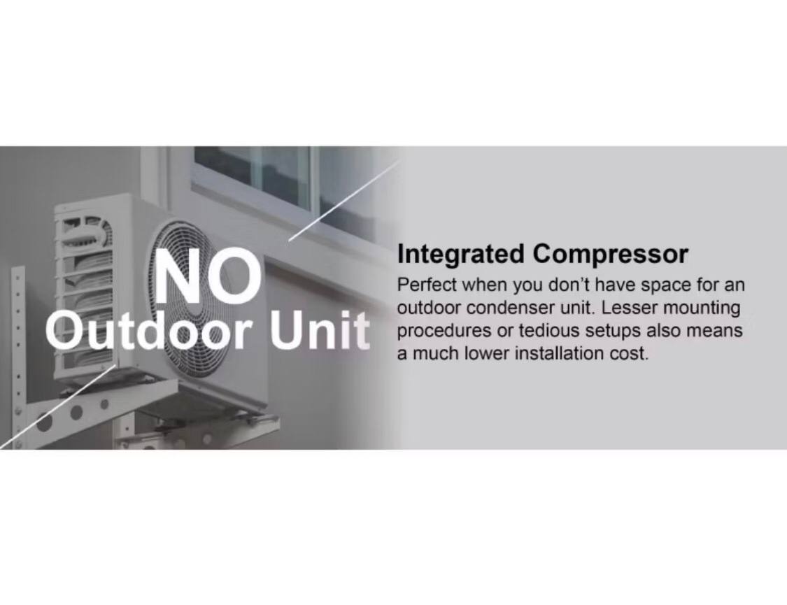 Integrated compressor — no outdoor unit