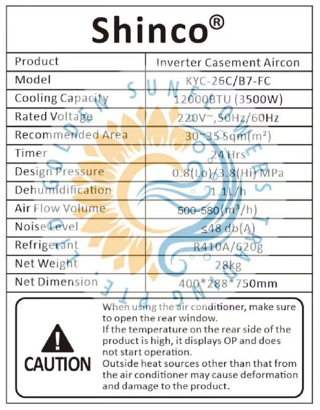 Shinco Inverter Casement product render